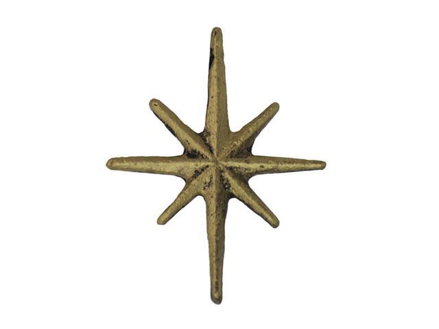 Set of 6 Starburst Drawer Pulls, Gold Cast Iron, 2.75 Inch High