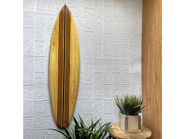 39 Inch Nautical Wooden Surfboard Wall Art Decorative Hanging Beach House or Coastal Living Décor - Brown