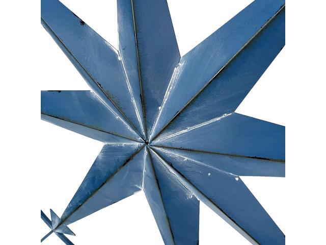 Aegean Blue Distressed Finish Large Metal Nautical Compass Rose Wall Art Sculpture - Beautiful Coastal Indoor/Outdoor Decor - 39.25 Inches in Diameter