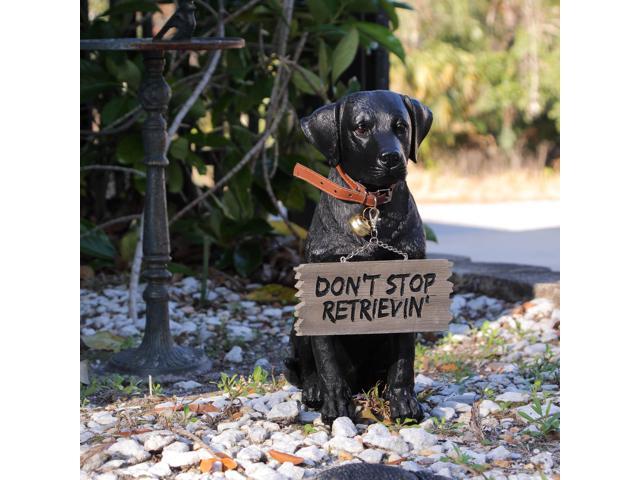 Charming Black Labrador Indoor Outdoor Welcome Statue: Lifelike Canine Companion with Reversible Message Sign for Heartwarming Greetings and...