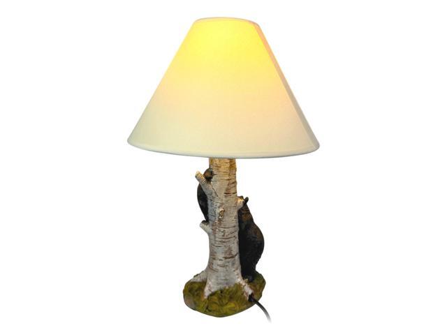 Black Bear and Cub Birch Tree Table Lamp With Shade