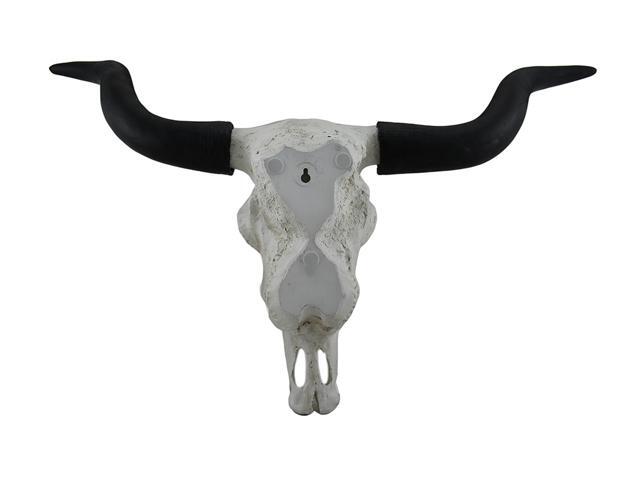 Longhorn and Lace Exquisite Black & White Filigree Hand-Painted Design Steer Skull Wall Decor - 27.25 Inches Long - Western Charm Meets Art Deco...