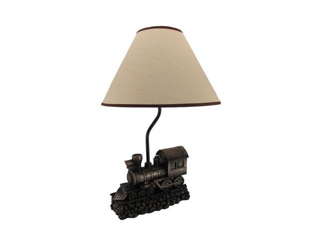 'Light in the Tunnel' Vintage Steam Engine Train Table Lamp with Shade - Rustic Railroad Locomotive Nightstand Light with Bronze Finish -19 Inches...