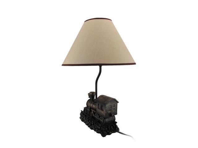 'Light in the Tunnel' Vintage Steam Engine Train Table Lamp with Shade - Rustic Railroad Locomotive Nightstand Light with Bronze Finish -19 Inches...