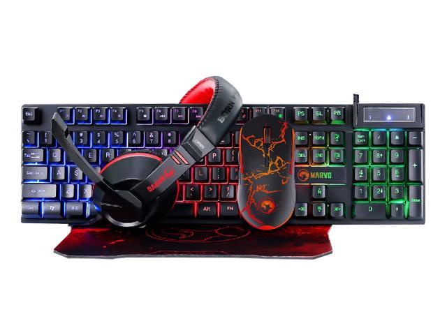 Marvo CM409 4-in-1 Wired Keyboard, Mouse, Headset and MousePad Advances Gaming Combo Set