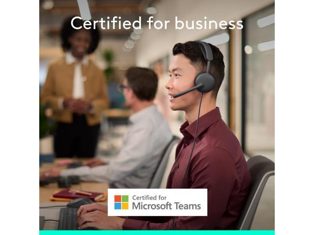 Logitech - Zone Wired 2 Noise-Canceling Headset for Business Microsoft Teams Certified USB C with USB A Adapter - Graphite - image 9