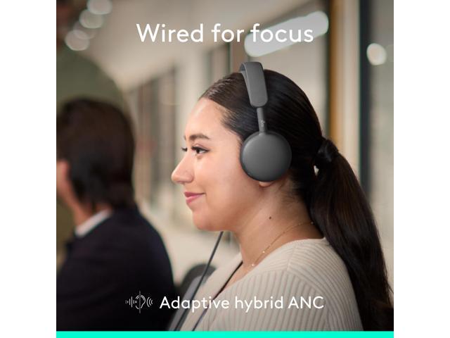 Logitech - Zone Wired 2 Noise-Canceling Headset for Business Microsoft Teams Certified USB C with USB A Adapter - Graphite - image 10
