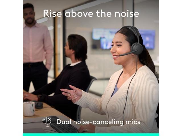 Logitech - Zone Wired 2 Noise-Canceling Headset for Business Microsoft Teams Certified USB C with USB A Adapter - Graphite - image 12