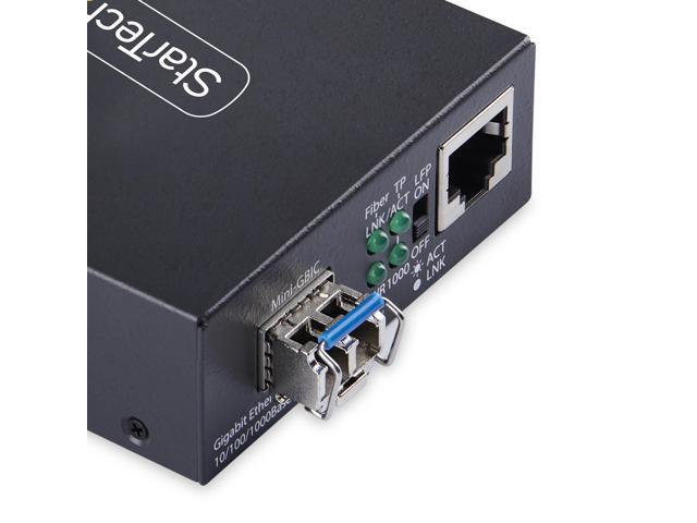StarTech. com Gigabit Singlemode (SM) LC Fiber Media Converter, 10/100/1000 Mbps, 40km, RJ45 to LC, Full Metal, TAA Compliant