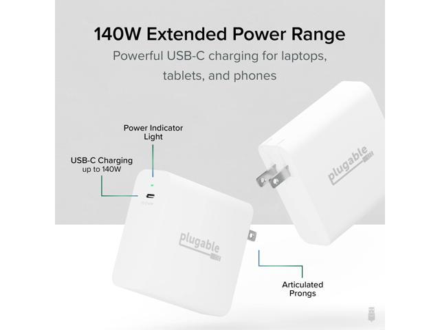 Plugable 140W USB-C Charger, GaN Wall Charger for Laptop, PD 3.1 Power Adapter - image 9