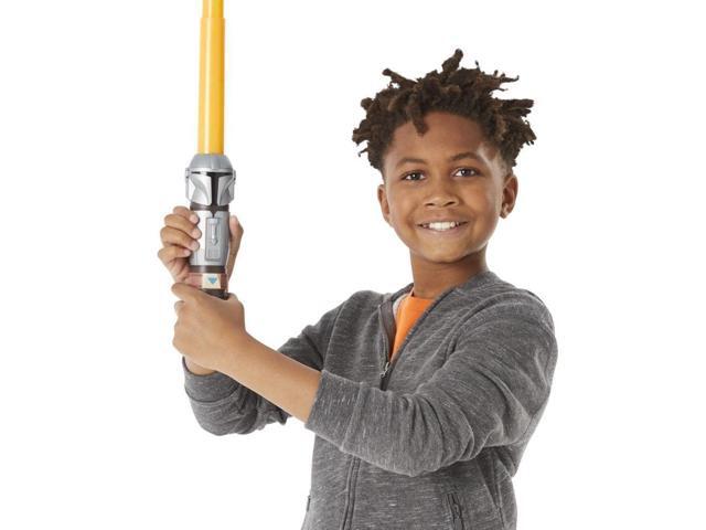 STAR WARS Lightsaber Squad The Mandalorian Extendable Orange Lightsaber Roleplay Toy for Kids Ages 4 and Up
