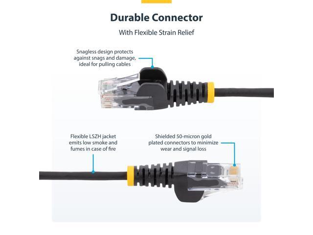 StarTech. com 9in Blue Slim CAT6 Ethernet Cable, Snagless RJ45, LSZH, 28AWG Pure Bare Copper, Slim Network Patch Cable/Cord