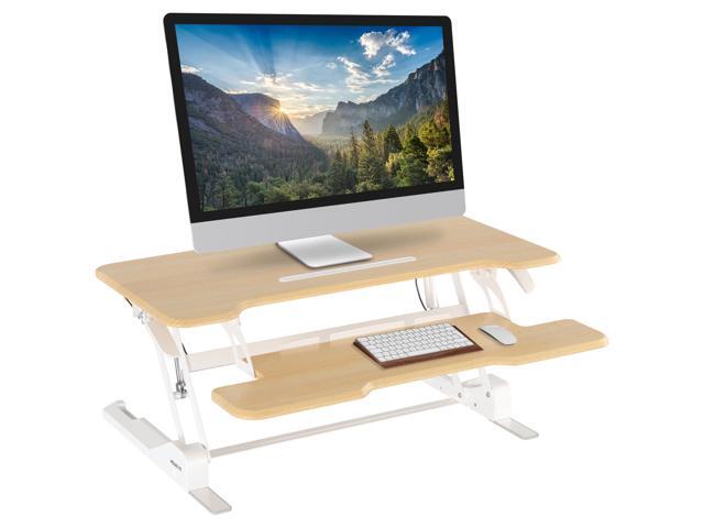 Mount-It! Height Adjustable Standing Desk Converter, 38 Wide, Desk Riser for 2 Monitors, Manual Gas Spring Sit Stand Desktop Raises to 16.9', Fits...