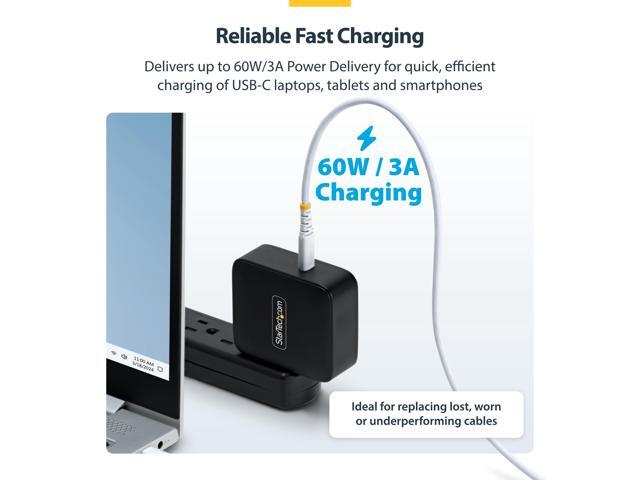 StarTech. com 5-Pack 3ft (91cm) White USB-C Charging Cable, 60W (3A) PD, Dual-Layer Braided Nylon/TPE Jacket, Rugged USB C Cord