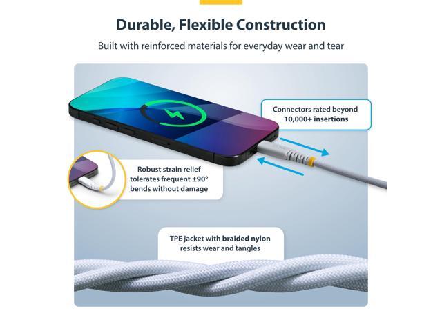 StarTech. com 5-Pack 3ft (91cm) White USB-C Charging Cable, 60W (3A) PD, Dual-Layer Braided Nylon/TPE Jacket, Rugged USB C Cord