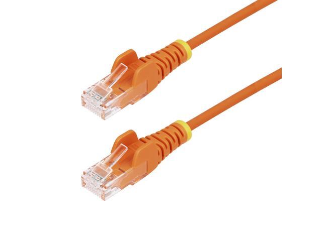 StarTech 6in Orange Slim CAT6 Ethernet Cable, Snagless, 100W PoE, UTP, LSZH, 28AWG Bare Copper Wire, Slim RJ45 Network Patch Cord, Fluke Tested.