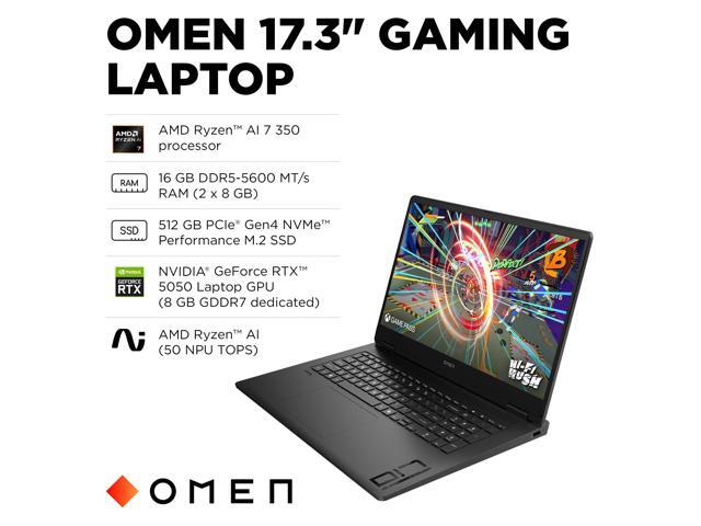 HP - OMEN 17-DB1500NR Gaming Laptop - AMD Ryzen AI 7 350 - 16GB Memory NVIDIA GeForce RTX 5050 - 512GB SSD - Shadow Black - image 12