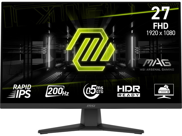 MAG 272F 27-inch 1920 x 1080 (FHD) Gaming Office Monitor, 200Hz, AMD FreeSync Premium, HDR Ready, HDMI, VGA Port, VESA, Tilt, 0.5ms, Black