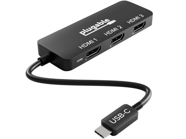 Plugable USB C to HDMI Multi Monitor Adapter Triple 4K60 Displays Driverless MST Hub for Windows, Chrome OS, USB-C, Thunderbolt, USB4 Laptops ...