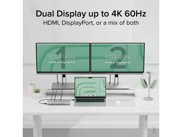Plugable USB-C Laptop Docking Station, Dual Monitor 4K 60Hz , 2x HDMI or 2x DisplayPort - image 11