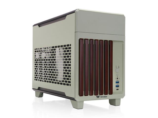 Thermaltake TR100 WS Matcha Green Mini Tower Chassis - Wood Front Trim - mITX Support - PCIe 4.0 Riser Cable Included - 360mm GPU Clearance - 280mm...