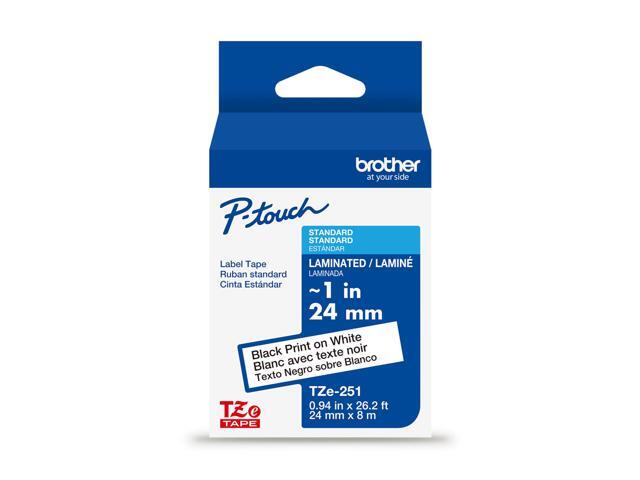 Brother Genuine P-touch TZe251 BK on WHT Label Tape Laminated 24mmX8m