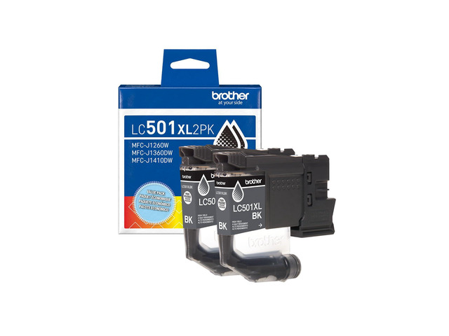 Genuine LC501XL2PK Twin Pack High Yield Black Ink Cartridges (for use with Work Smart 1260, 1360, and 1410 Printers)