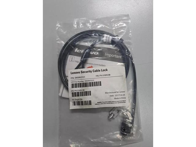 Lenovo NanoSaver Cable Lock - Patented T-bar/Key Lock - Black - Carbon Steel, Plastic - 5.91 ft - for Notebook, Desktop Computer, Monitor, Tablet