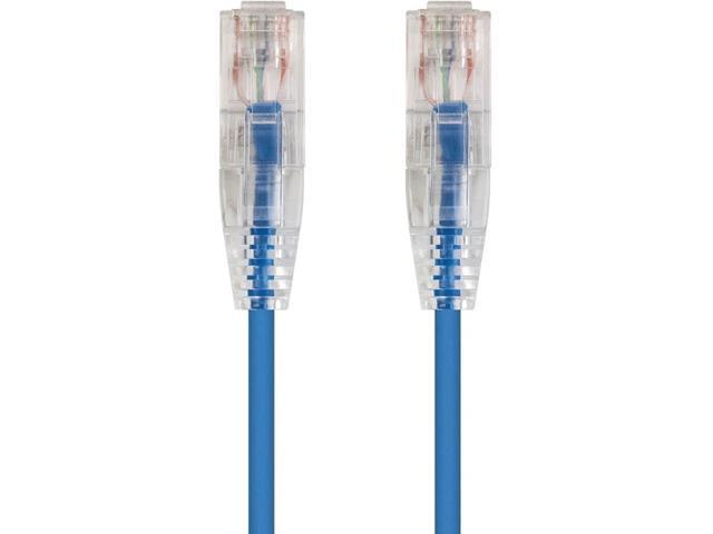 Monoprice Cat6 Ethernet Patch Cable - 10 feet - Blue Snagless RJ45 Stranded 550MHz UTP CMR Riser Rated Pure Bare Copper Wire 28AWG - SlimRun Series