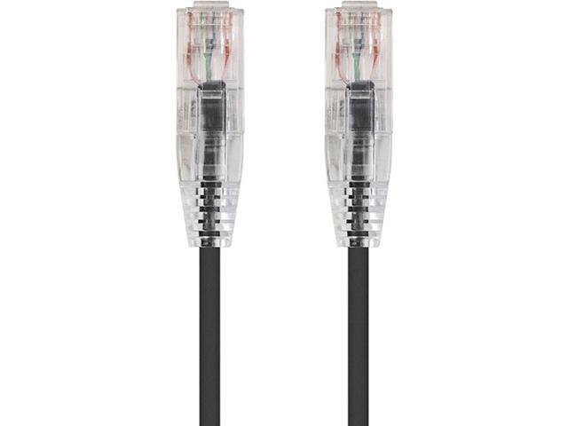 Monoprice Cat6 Ethernet Patch Cable - 3 feet - Black Snagless RJ45 Stranded 550MHz UTP CMR Riser Rated Pure Bare Copper Wire 28AWG - SlimRun Series