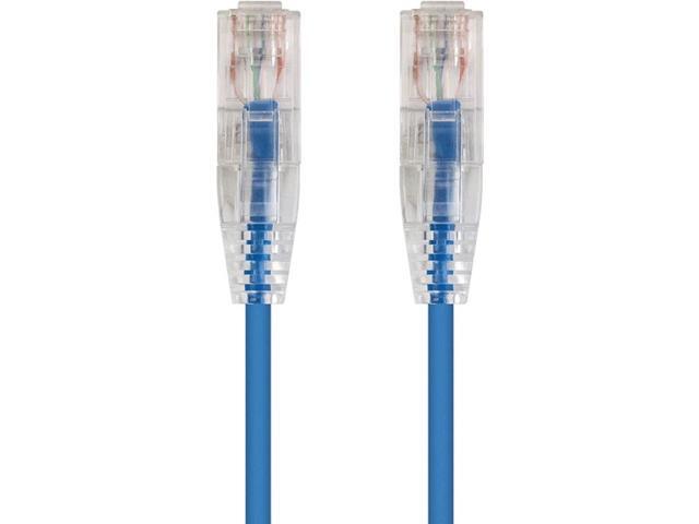 Monoprice Cat6 Ethernet Patch Cable - 1 feet - Blue Snagless RJ45 Stranded 550MHz UTP CMR Riser Rated Pure Bare Copper Wire 28AWG - SlimRun Series
