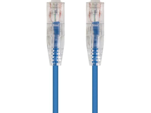 Monoprice Cat6 Ethernet Patch Cable - 14 feet - Blue Snagless RJ45 Stranded 550MHz UTP CMR Riser Rated Pure Bare Copper Wire 28AWG - SlimRun Series