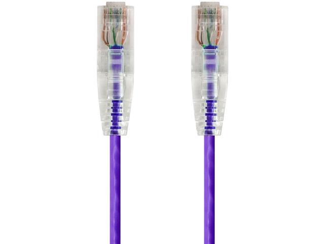 Monoprice Cat6 Ethernet Patch Cable - 14 feet - Purple, Snagless RJ45 Stranded 550MHz UTP CMR Riser Rated Pure Bare Copper Wire 28AWG - SlimRun Series
