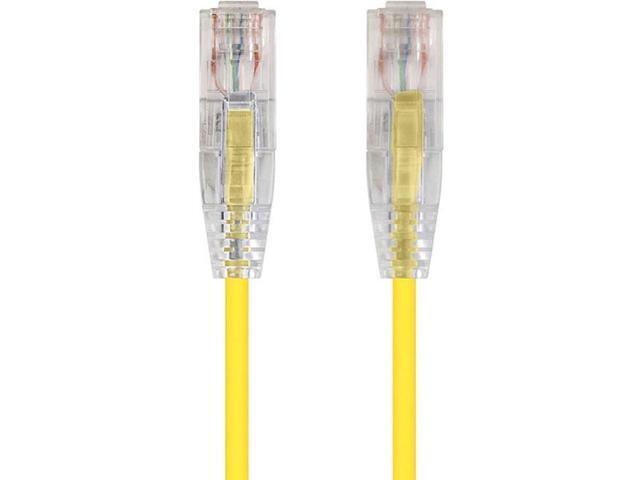 Monoprice Cat6 Ethernet Patch Cable - 7 feet - Yellow Snagless RJ45 Stranded 550MHz UTP CMR Riser Rated Pure Bare Copper Wire 28AWG - SlimRun Series