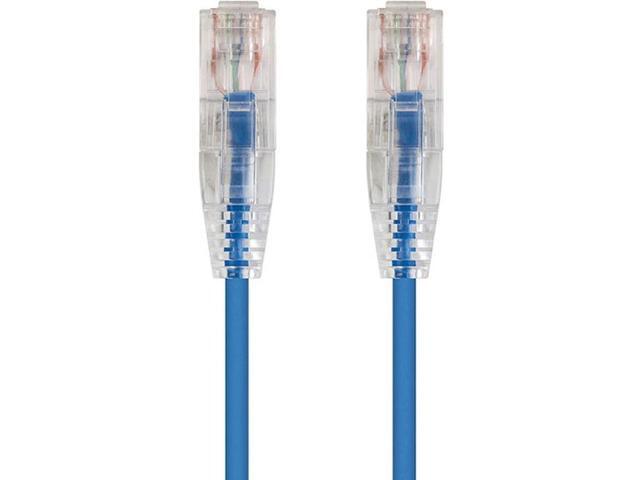 Monoprice Cat6 Ethernet Patch Cable - 7 feet - Blue Snagless RJ45 Stranded 550MHz UTP CMR Riser Rated Pure Bare Copper Wire 28AWG - SlimRun Series
