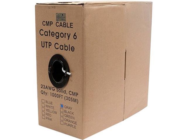 Monoprice Cat6 Ethernet Bulk Cable - 1000 Feet - Gray Network Internet Cord - Solid, 550Mhz, UTP, CMP, Plenum, Pure Bare Copper Wire, 23AWG, No Logo