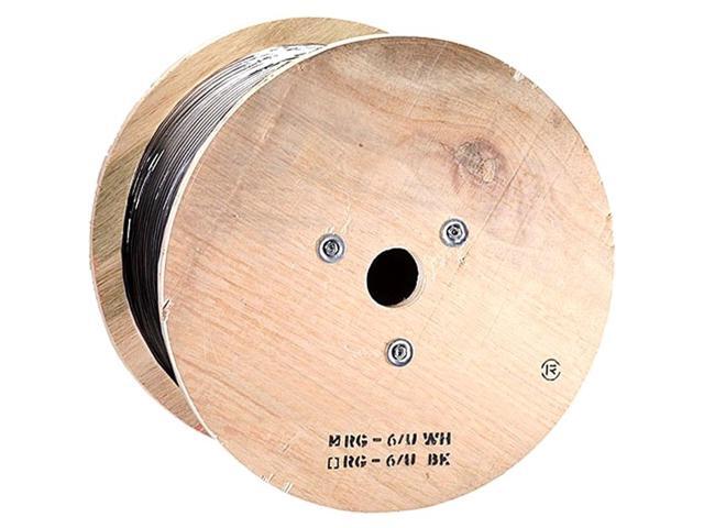 Monoprice Bulk Coaxial Cable - 1000 Feet - Black RG6 Quad Shield CL2, 18AWG 75 ohm