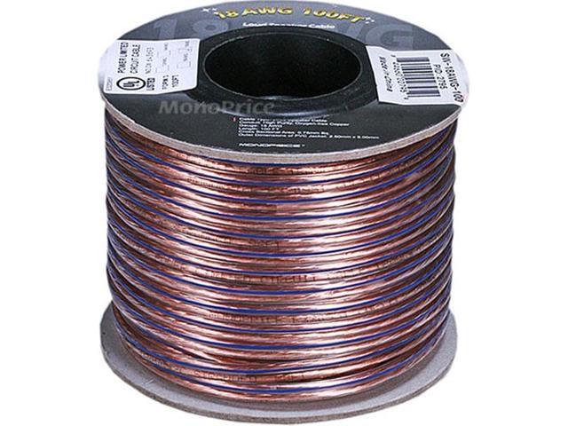 Monoprice Speaker Wire, Oxygen-Free CL2 Rated, 2-Conductor, 18AWG, 100ft