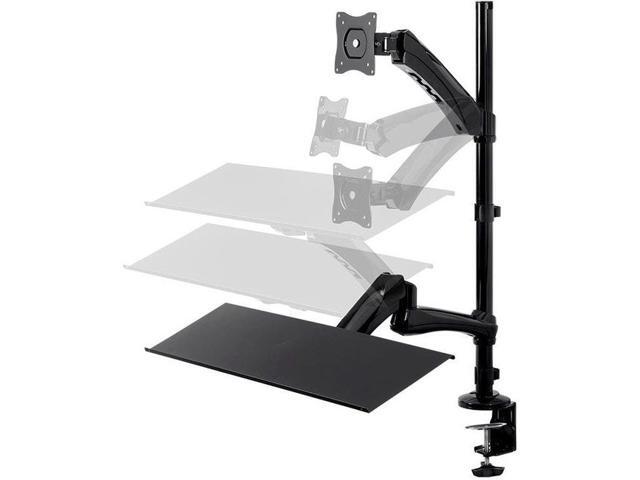 Monoprice Sit-Stand Articulating Monitor and Keyboard Workstation Made of High-Grade Aluminum and Steel
