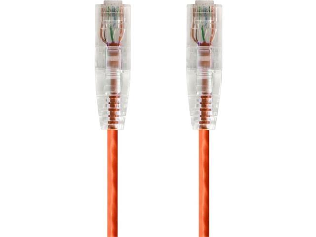 Monoprice Cat6 Ethernet Patch Cable - 0.5ft - Orange, Snagless RJ45 Stranded 550MHz UTP CMR Riser Rated Pure Bare Copper Wire 28AWG - SlimRun Series