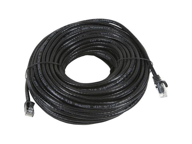 Monoprice Cat5e Ethernet Patch Cable - 100 Feet - Black Network Internet Cord - RJ45, Stranded, 350Mhz, UTP, Pure Bare Copper Wire, 24AWG -...