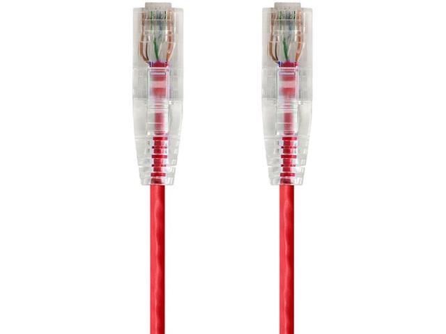 Monoprice Cat6 Ethernet Patch Cable - 7 feet - Red Snagless RJ45 Stranded 550MHz UTP CMR Riser Rated Pure Bare Copper Wire 28AWG - SlimRun Series