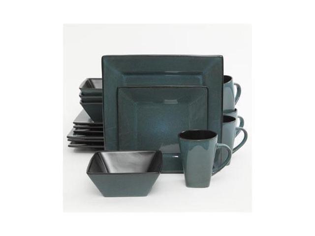 Gibson Home Elite Kiesling Square 16 Piece Dinnerware Set - Blue