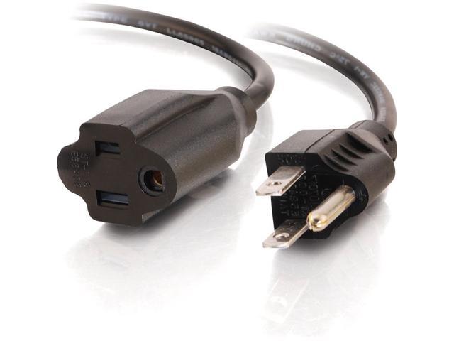 C2G 03116 18 AWG Outlet Saver Power Extension Cord - NEMA 5-15P to NEMA 5-15R, TAA Compliant, Black (10 Feet, 3.04 Meters)