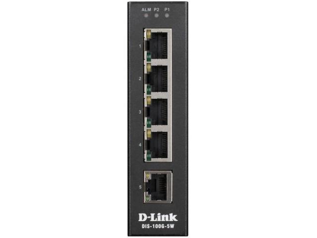 D-Link DIS-100G-5W 5-Port Unmanaged Industrial Switch, -40 Degree C to +75 Degree C