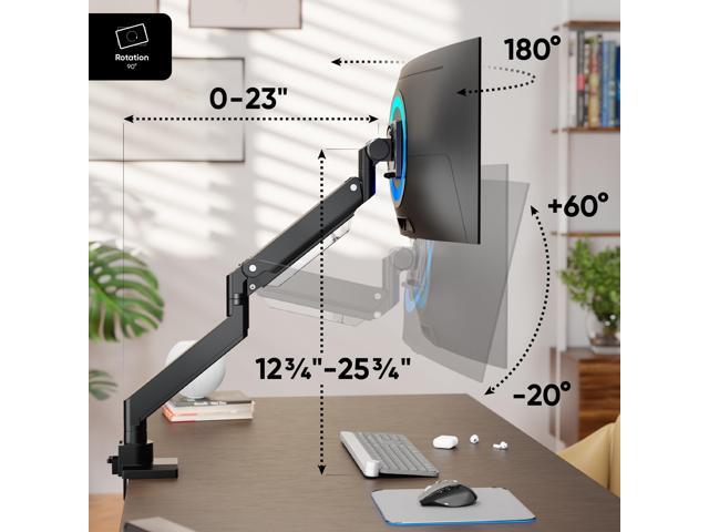 ONKRON Heavy Duty Monitor Arm for 17 - 57 Inch Screen up to 59.4 lbs, Ultrawide Monitor Mount with Gas Spring, VESA 75x75 - 200x200, Single Arm...