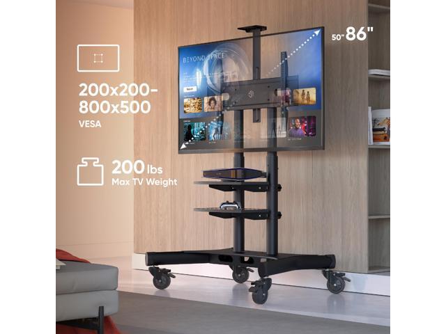 ONKRON Mobile TV Stand with Wheels Rolling TV Stand for 50-83 Inch LED LCD Flat or Curved Screen TVs up to 200 lbs - Height Adjustable TV Cart with...