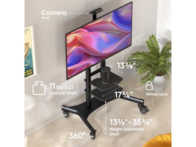 ONKRON Mobile TV Stand with Wheels Rolling TV Stand for 50-83 Inch LED LCD Flat or Curved Screen TVs up to 200 lbs - Height Adjustable TV Cart with...