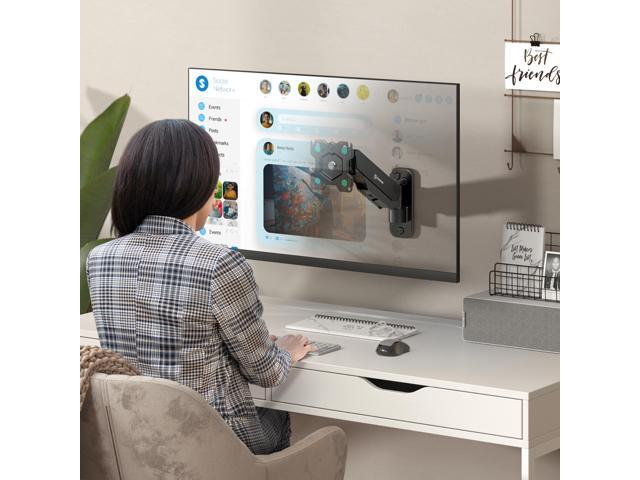 ONKRON TV Monitor Wall Mount Bracket for 13 32-Inch Screens Full Motion with Gas Spring Black G120