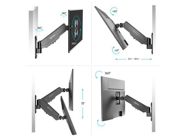 ONKRON TV Monitor Wall Mount Bracket for 13 32-Inch Screens Full Motion with Gas Spring Black G120